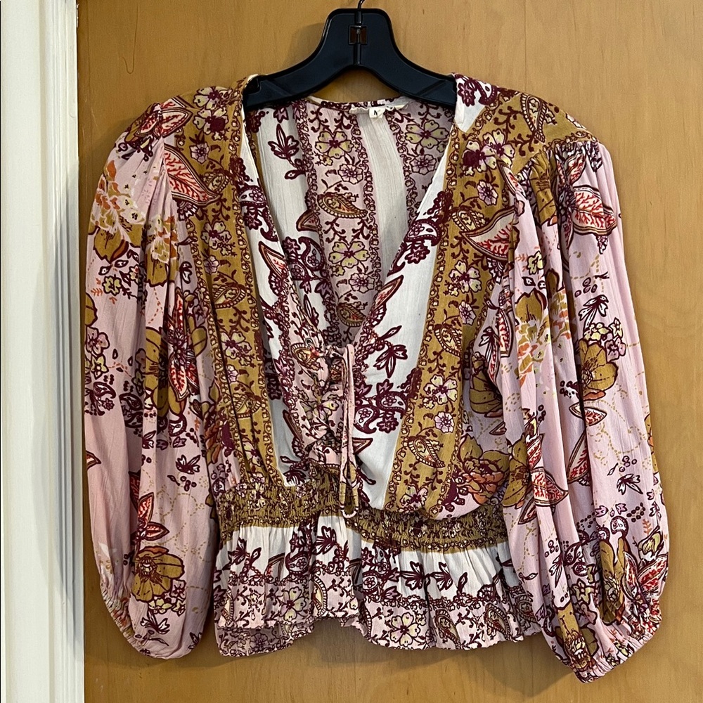 Floral Boho Blouse - Pink and Brown